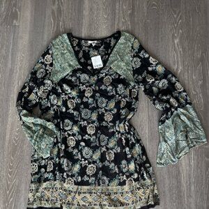 NWT Ecote Black Multicolor Mini Dress